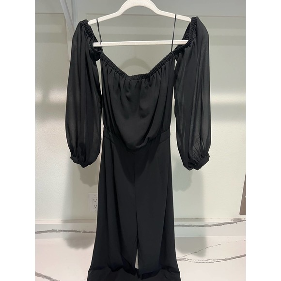 Miss Avenue Off the Shoulder Jumpsuit Black Sheer‎ Size Small - Picture 1 of 6